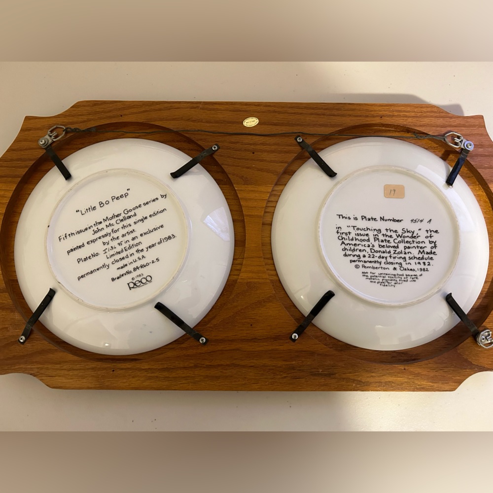 Little Bo Peep Collector Plate 1983 and Touching The Sky Plate 1982
